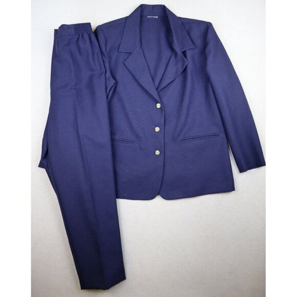 VINTAGE WOMEN'S BLUE POLYESTER PANT SUIT - SIZE PS - Picture 2 of 16
